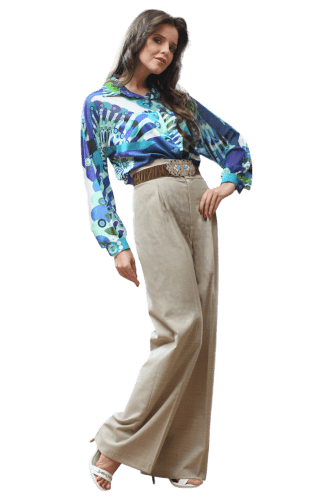 Hanna Bieńkowska kolekcja casual spódnice na co dzień - elegancka i wyjątkowa spodnie damskie eleganckie, z wysokim stanem, beżowe, długie, proste nogawki