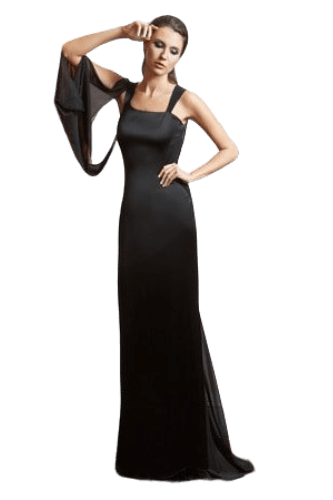 Hanna Bieńkowska kolekcja suknie wieczorowe długie - wyjątkowa i niepowtarzalna suknia wieczorowa długa - imprezowa, ołówkowa, taliowana, z trenem, dekolt karo, satyna jedwabna, dla druhny, mamy panny młodej - czarna